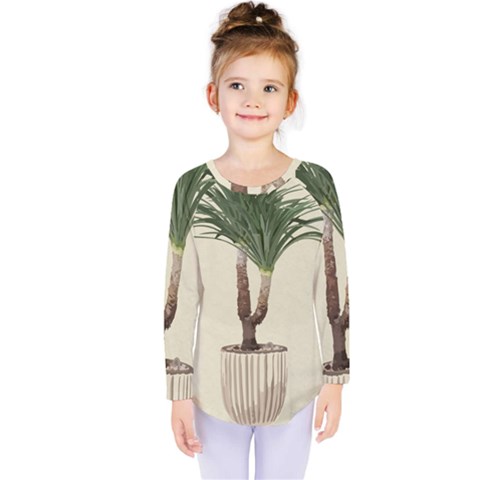 Tree Vector Art In A Flower Pot Kids  Long Sleeve T-shirt by Sarkoni