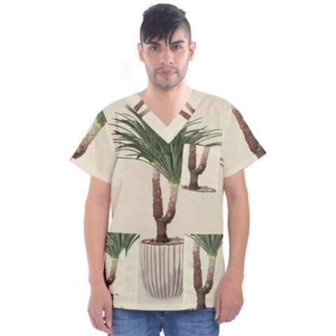 Tree Vector Art In A Flower Pot Men s V-neck Scrub Top by Sarkoni