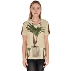 Tree Vector Art In A Flower Pot Women s V-neck Scrub Top by Sarkoni