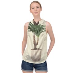 Tree Vector Art In A Flower Pot High Neck Satin Top by Sarkoni