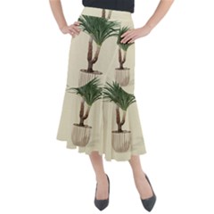 Tree Vector Art In A Flower Pot Midi Mermaid Skirt by Sarkoni