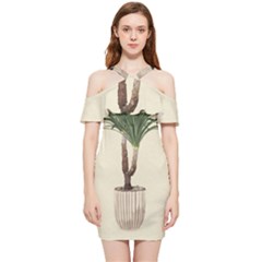 Tree Vector Art In A Flower Pot Shoulder Frill Bodycon Summer Dress by Sarkoni