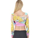 Pillows And Vegetable Field Illustration Adventure Time Cartoon Long Sleeve Crop Top View2