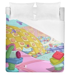 Pillows And Vegetable Field Illustration Adventure Time Cartoon Duvet Cover (queen Size) by Sarkoni