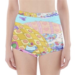 Pillows And Vegetable Field Illustration Adventure Time Cartoon High-waisted Bikini Bottoms by Sarkoni