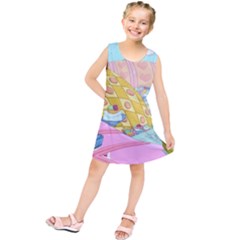 Pillows And Vegetable Field Illustration Adventure Time Cartoon Kids  Tunic Dress by Sarkoni