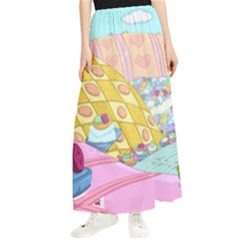 Pillows And Vegetable Field Illustration Adventure Time Cartoon Maxi Chiffon Skirt by Sarkoni