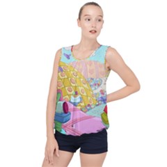 Pillows And Vegetable Field Illustration Adventure Time Cartoon Bubble Hem Chiffon Tank Top by Sarkoni