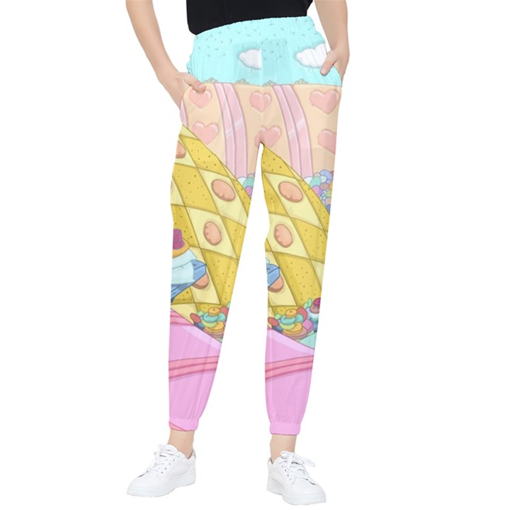 Pillows And Vegetable Field Illustration Adventure Time Cartoon Women s Tapered Pants