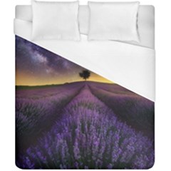 Bed Of Purple Petaled Flowers Photography Landscape Nature Duvet Cover (california King Size) by Sarkoni