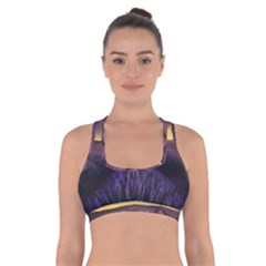 Bed Of Purple Petaled Flowers Photography Landscape Nature Cross Back Sports Bra by Sarkoni