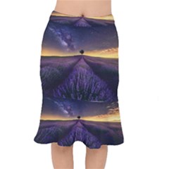 Bed Of Purple Petaled Flowers Photography Landscape Nature Short Mermaid Skirt by Sarkoni