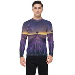 Bed Of Purple Petaled Flowers Photography Landscape Nature Men s Long Sleeve Rash Guard by Sarkoni