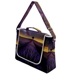 Bed Of Purple Petaled Flowers Photography Landscape Nature Box Up Messenger Bag by Sarkoni