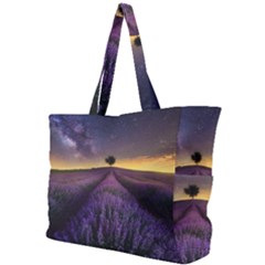 Bed Of Purple Petaled Flowers Photography Landscape Nature Simple Shoulder Bag