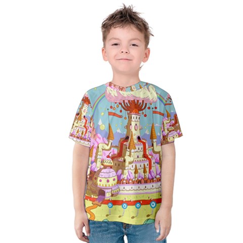 Adventure Time Multi Colored Celebration Nature Kids  Cotton T-shirt by Sarkoni