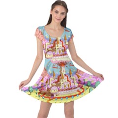 Adventure Time Multi Colored Celebration Nature Cap Sleeve Dress by Sarkoni