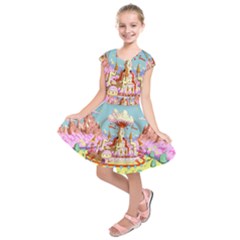 Adventure Time Multi Colored Celebration Nature Kids  Short Sleeve Dress by Sarkoni