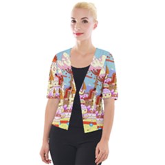 Adventure Time Multi Colored Celebration Nature Cropped Button Cardigan by Sarkoni