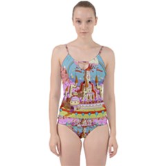 Adventure Time Multi Colored Celebration Nature Cut Out Top Tankini Set by Sarkoni