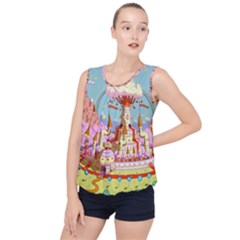 Adventure Time Multi Colored Celebration Nature Bubble Hem Chiffon Tank Top by Sarkoni