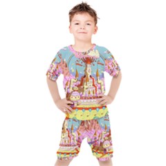 Adventure Time Multi Colored Celebration Nature Kids  T-shirt And Shorts Set by Sarkoni