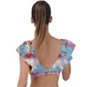 Adventure Time Multi Colored Celebration Nature Plunge Frill Sleeve Bikini Top View2