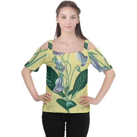 Botanical Plants Green Cutout Shoulder T-shirt by Sarkoni