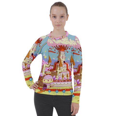 Adventure Time Multi Colored Celebration Nature Women s Pique Long Sleeve T-shirt by Sarkoni