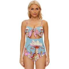 Adventure Time Multi Colored Celebration Nature Knot Front One-piece Swimsuit by Sarkoni