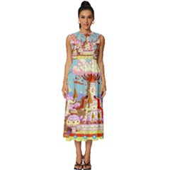 Adventure Time Multi Colored Celebration Nature Sleeveless Round Neck Midi Dress by Sarkoni