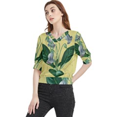 Botanical Plants Green Quarter Sleeve Blouse