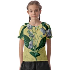 Botanical Plants Green Kids  Frill Chiffon Blouse by Sarkoni