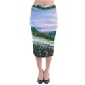 Field Of White Petaled Flowers Nature Landscape Velvet Midi Pencil Skirt View1