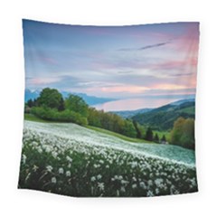 Field Of White Petaled Flowers Nature Landscape Square Tapestry (large) by Sarkoni