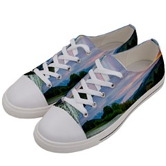 Field Of White Petaled Flowers Nature Landscape Women s Low Top Canvas Sneakers by Sarkoni