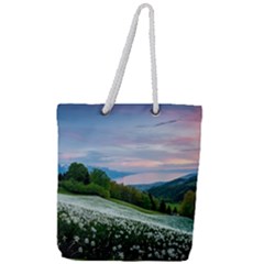 Field Of White Petaled Flowers Nature Landscape Full Print Rope Handle Tote (large) by Sarkoni