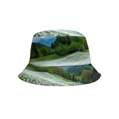 Field Of White Petaled Flowers Nature Landscape Bucket Hat (kids) by Sarkoni