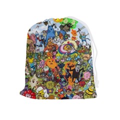 Cartoon Characters Tv Show  Adventure Time Multi Colored Drawstring Pouch (xl) by Sarkoni