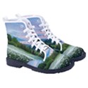 Field Of White Petaled Flowers Nature Landscape Women s High-Top Canvas Sneakers View3