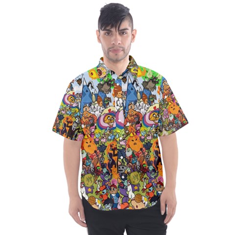 Cartoon Characters Tv Show  Adventure Time Multi Colored Men s Short Sleeve Shirt by Sarkoni