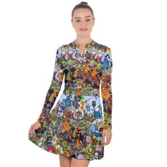 Cartoon Characters Tv Show  Adventure Time Multi Colored Long Sleeve Panel Dress by Sarkoni