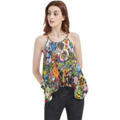 Cartoon Characters Tv Show  Adventure Time Multi Colored Flowy Camisole Tank Top by Sarkoni