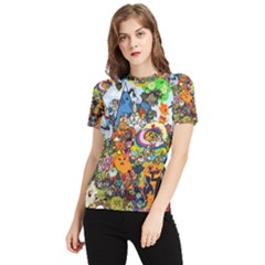 Cartoon Characters Tv Show  Adventure Time Multi Colored Women s Short Sleeve Rash Guard by Sarkoni