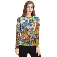 Cartoon Characters Tv Show  Adventure Time Multi Colored Women s Long Sleeve Rash Guard by Sarkoni