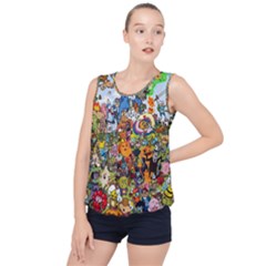 Cartoon Characters Tv Show  Adventure Time Multi Colored Bubble Hem Chiffon Tank Top by Sarkoni