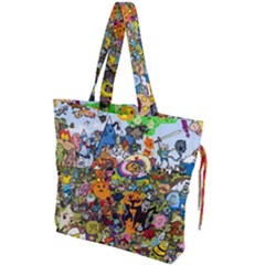 Cartoon Characters Tv Show  Adventure Time Multi Colored Drawstring Tote Bag by Sarkoni