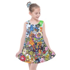 Cartoon Characters Tv Show  Adventure Time Multi Colored Kids  Summer Dress by Sarkoni