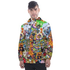 Cartoon Characters Tv Show  Adventure Time Multi Colored Men s Front Pocket Pullover Windbreaker by Sarkoni