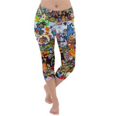 Cartoon Characters Tv Show  Adventure Time Multi Colored Lightweight Velour Capri Yoga Leggings by Sarkoni